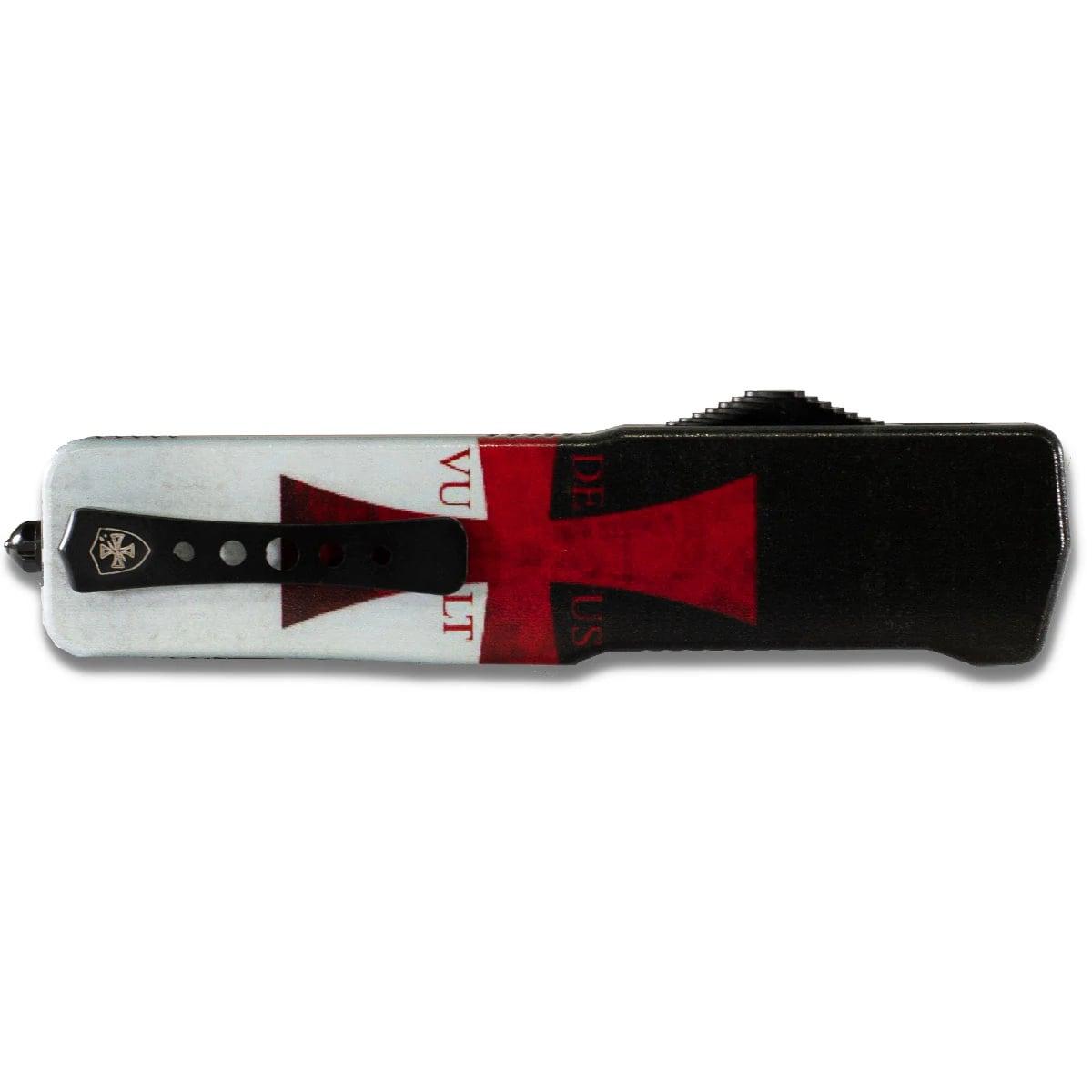 Templar Knives Premium Weighted Automatic Knife 3" Serrated Dagger - Templar Flag