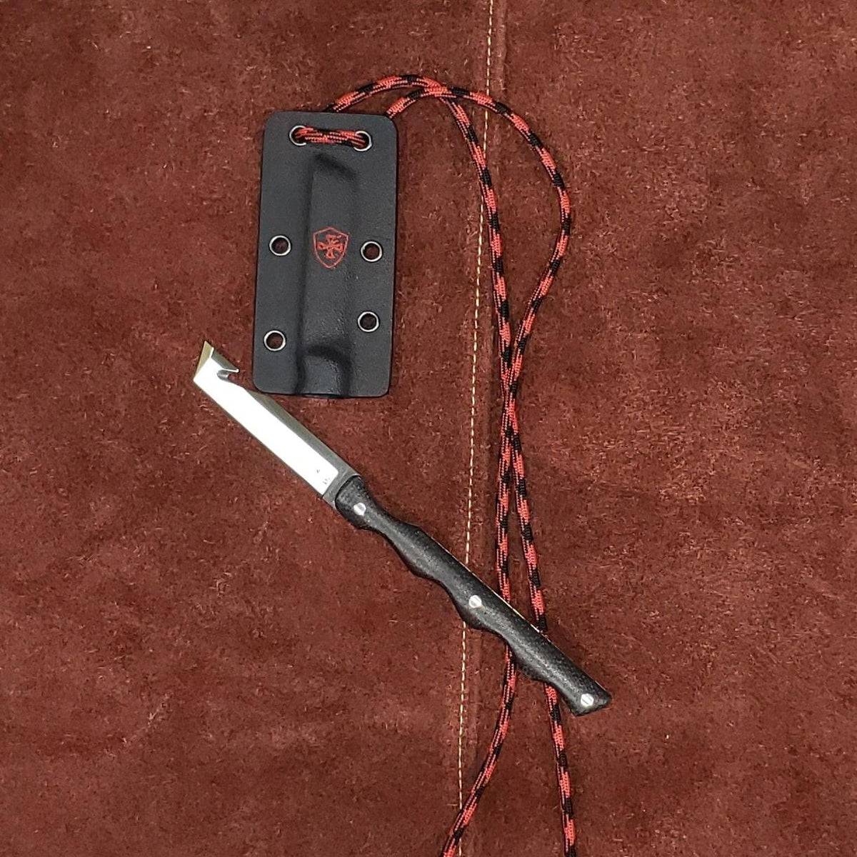 Templar Neck Knife Black Powder D2 Steel 2-2/5" Drop Point Blade Silver Finish