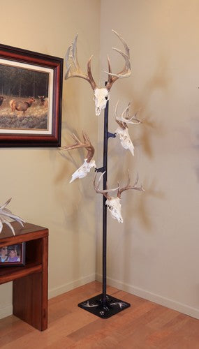 Skull Hooker Trophy Tree with 5 Brackets Customizable Display 4' Tall