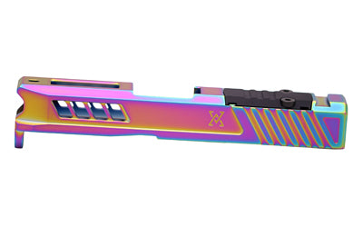 True Precision Axiom Stripped Slide for Glock 43, Rainbow PVD Finish, RMS Optic Cut TP-G43S-S-RMS