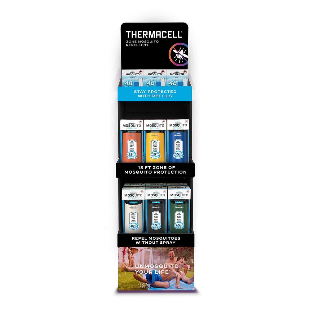 Thermacell Mixed Patio Shield Mosquito Repeller and Refill Floor Stand Display 6-Color