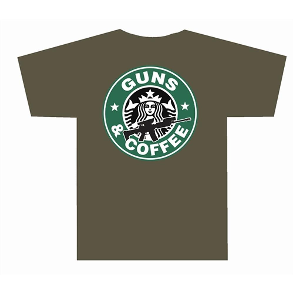 Tuff Products Guns and Coffee Short Sleeve T-Shirt OD Green 2XL