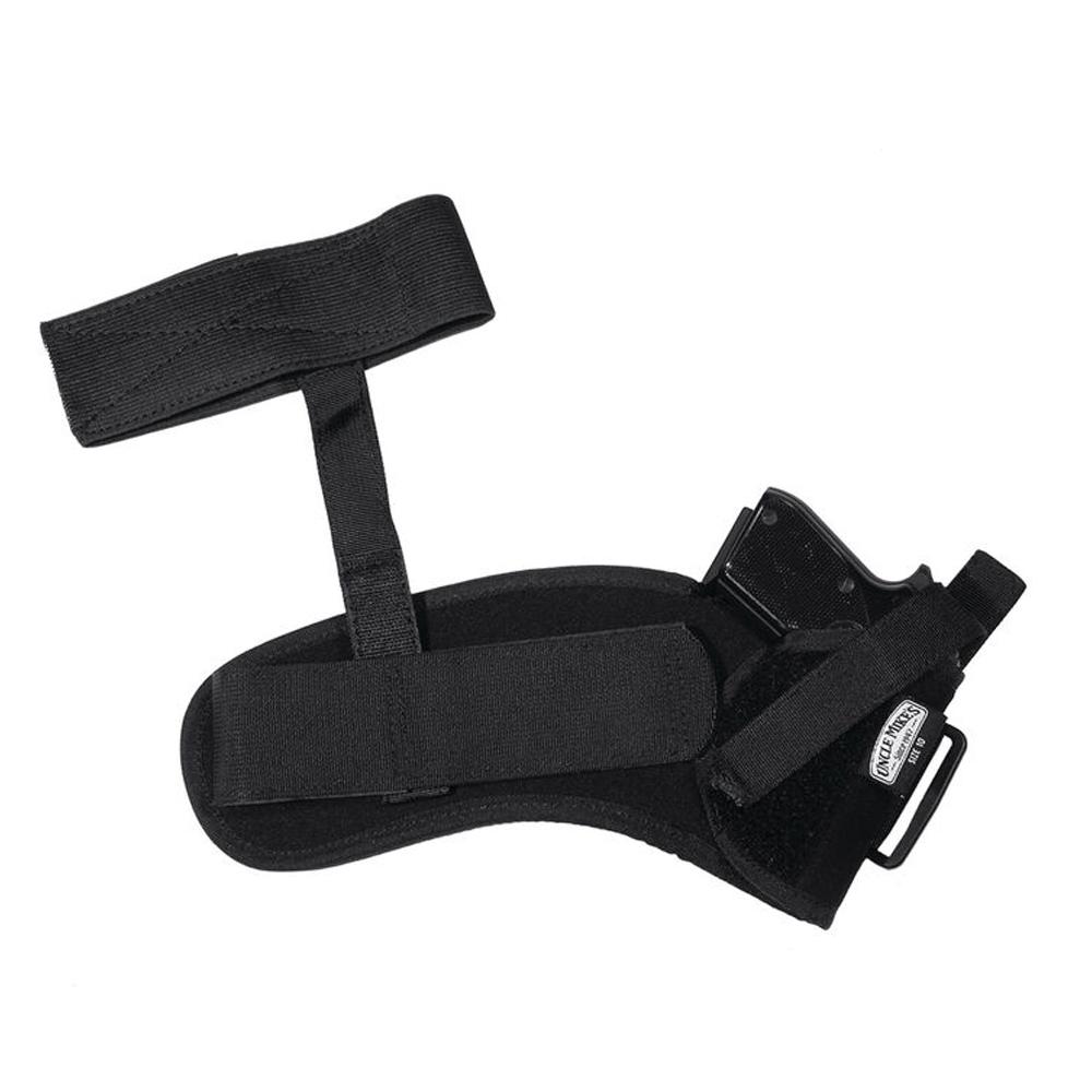 Uncle Mike's Sidekick Ankle Holster Right Hand Fits 3"-4" Barrel Med. Autos .32-.380 Cal Black