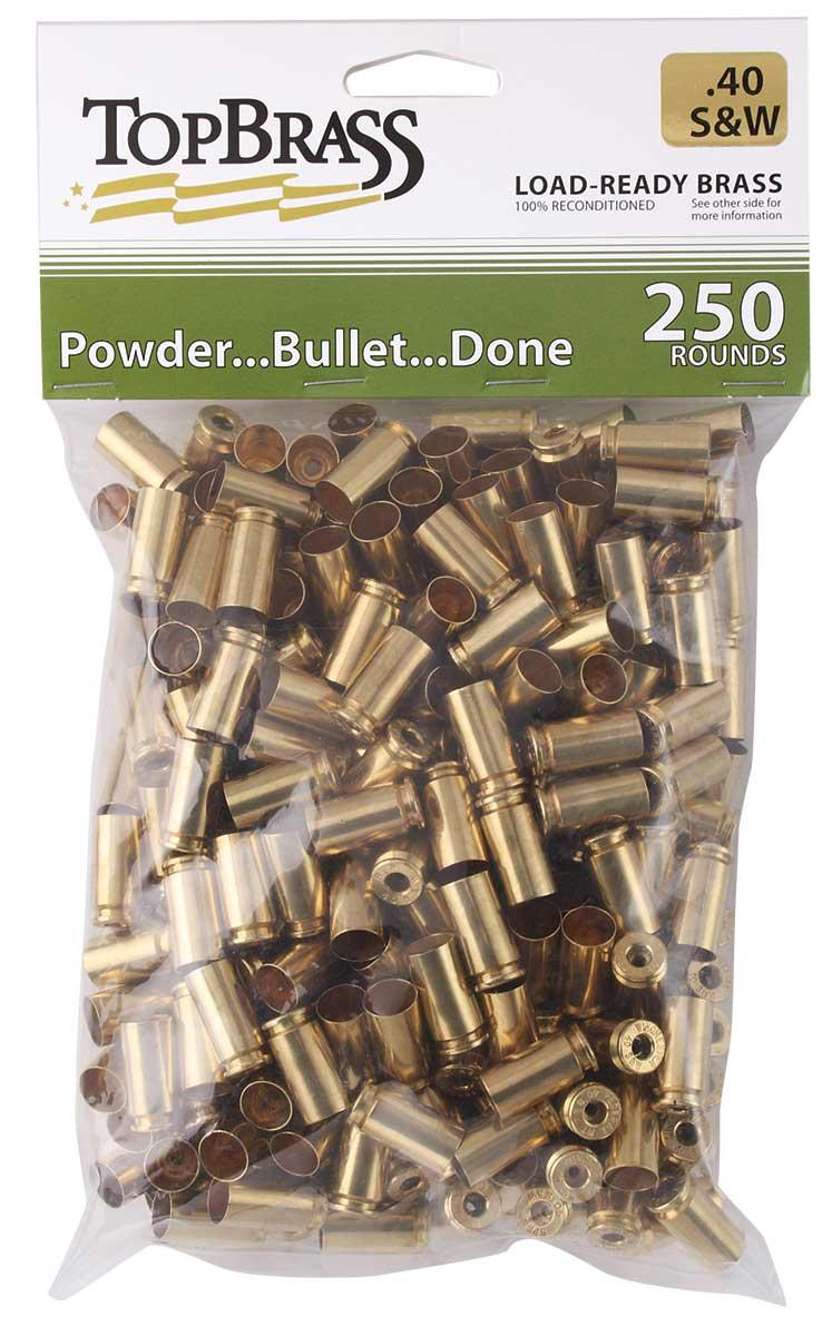 Top Brass Remanufactured .40 S&W Unprimed Handgun Brass Bulk 250-Count