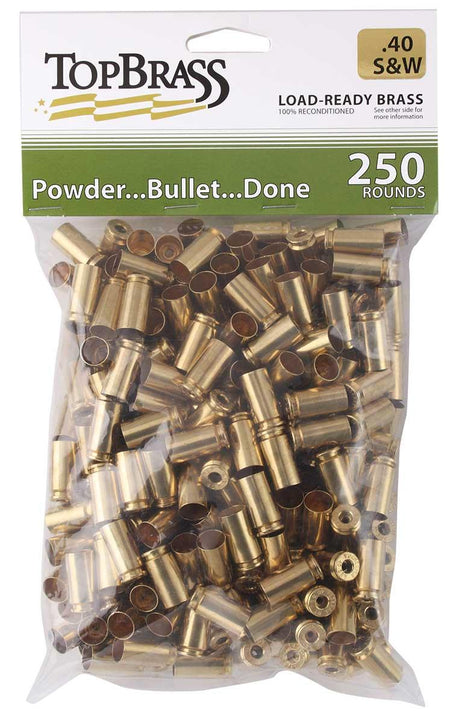 Top Brass Remanufactured .40 S&W Unprimed Handgun Brass Bulk 250-Count