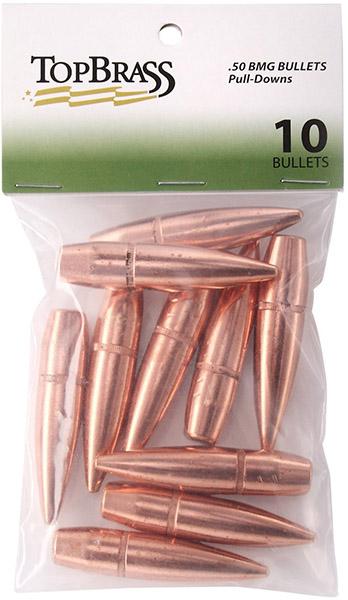 Top Brass Military Surplus Pull-Down Bullets .50 BMG 647gr FMJ 10-Pack