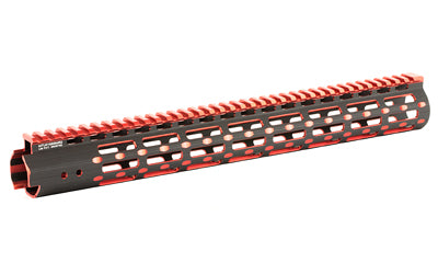 UTG PRO 15" M-LOK Super Slim Free Float AR-15 Handguard Rail, Black/Red 2-Tone with QD Sling Adaptor