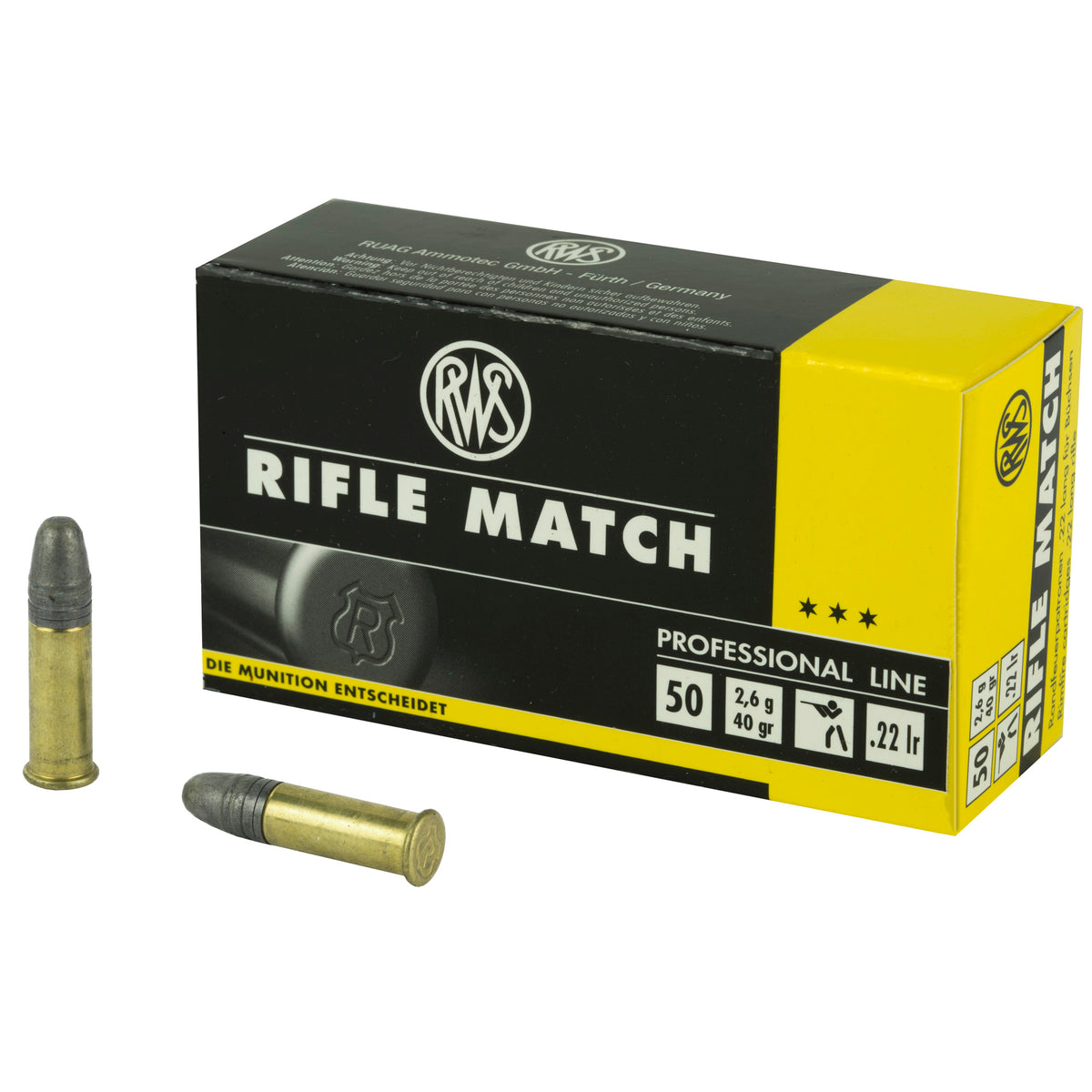 RWS Rifle Match .22 Long Rifle 40 gr Solid ammo