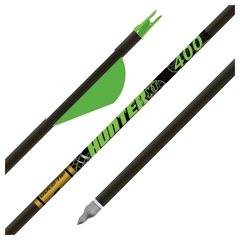 Gold Tip Hunter XT 400 Arrows with 2" Raptor Vanes Half Dozen