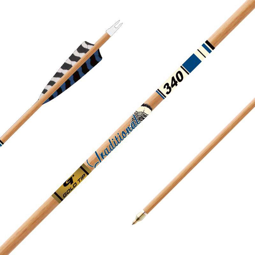 Gold Tip Traditional XT Carbon Arrows 500 Spine 5" Barred Feathers Half Dozen