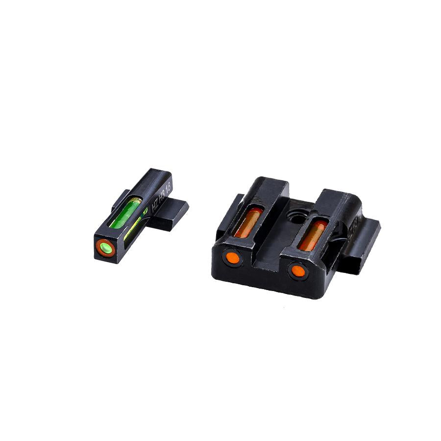 HIVIZ LiteWave H3 Tritium/Litepipe Sight Set for S&W M&P Green/Orange Ring Front Orange Rear