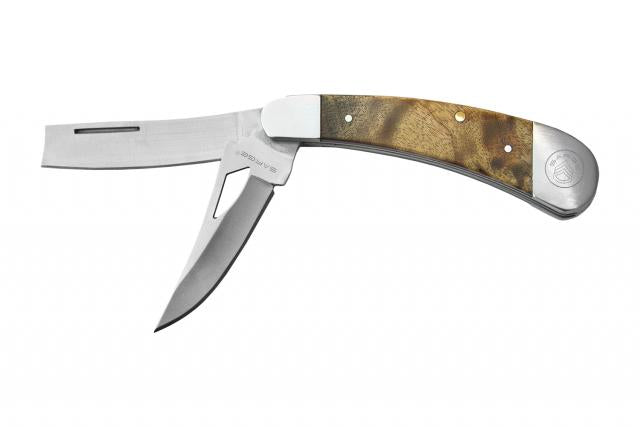 Sarge Knives Razor XL 2-Blade Folding Pocket Knife with Maple Burlwood Handle