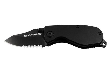 Sarge Knives Black Grunt 2.5" Partially Serrated Tactical Folding Knife