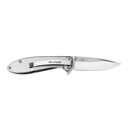 Sarge Knives Hawk Swift Assist Folding Knife 3-1/8" Clip Point Blade Chrome