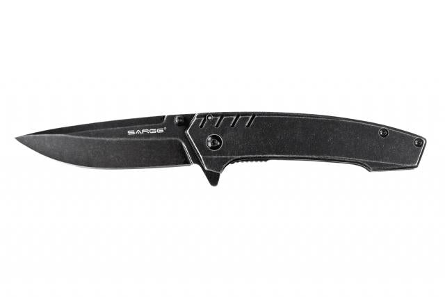 Sarge Knives Stone Stonewash Frame Lock Folding Knife with 3.25" 440C Blade