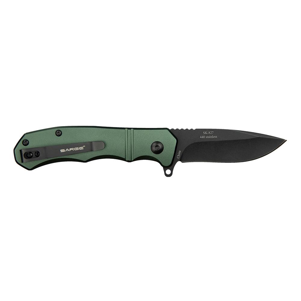 Sarge Knives Command Army Green Turbo Lock Folding Knife 3" Black Blade