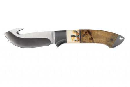 Sarge Terrain Fixed Blade Gut Hook Knife 3.5" Wood & Stag Handle