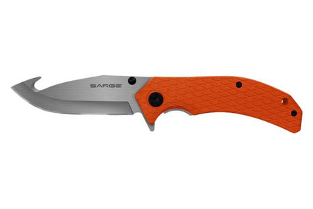 Sarge Knives Adrenaline Spring Assist Folding Hunting Knife 3.5" Gut Hook Orange
