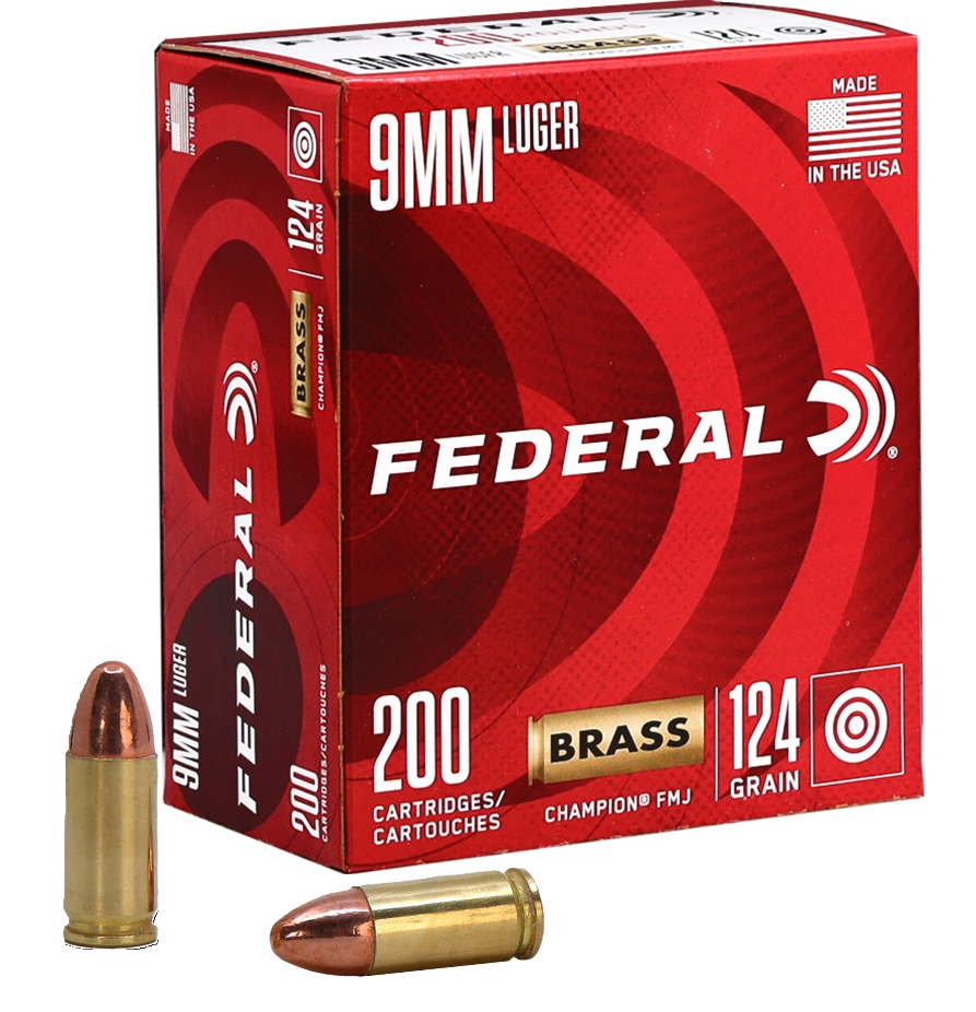 Federal Champion 9mm Luger 124 Grain Full Metal Jacket(FMJ) Value Pack