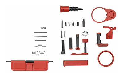 WMD Guns AR-15 Accent Kit Red Finish Ejection Port Cover Forward Assist Safety Selector Castle Nut Bolt Catch Mag Lever Pivot Takedown Pin Trigger Guard