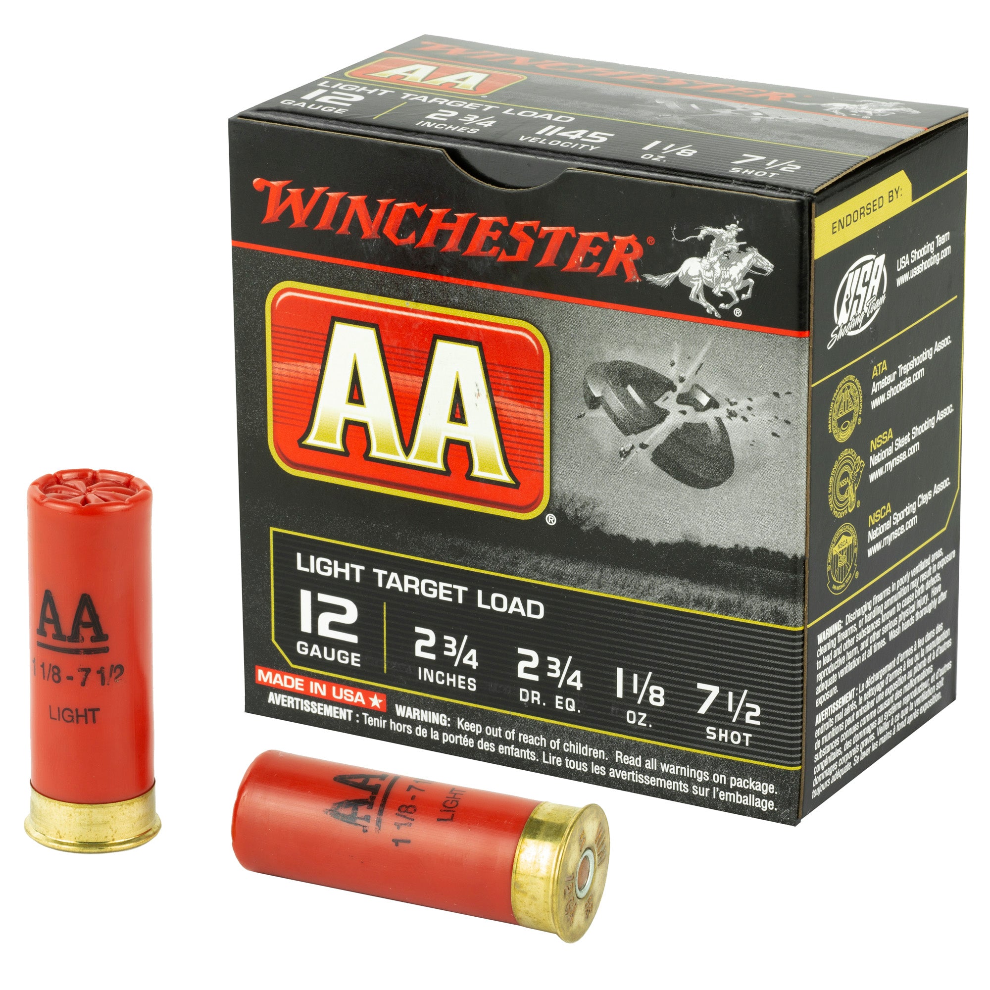Winchester AA Target Light Target 12 Gauge 2.75 in / 2.75 in #7.5 1-1/8 oz