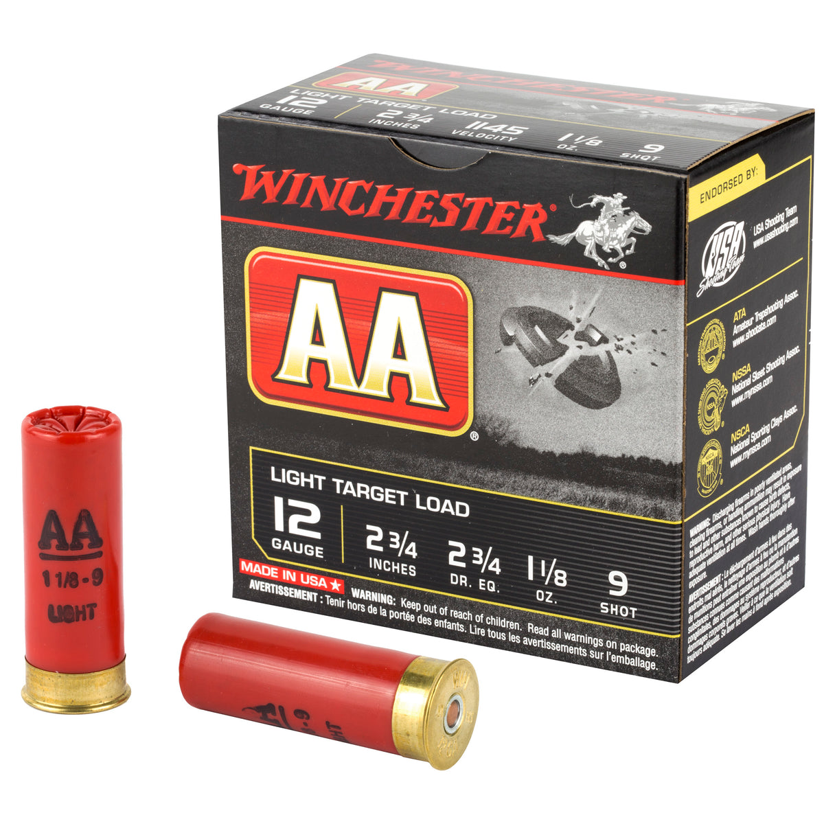 Winchester AA Target Light Target 12 Gauge 2.75 in / 2.75 in #9 1-1/8 oz