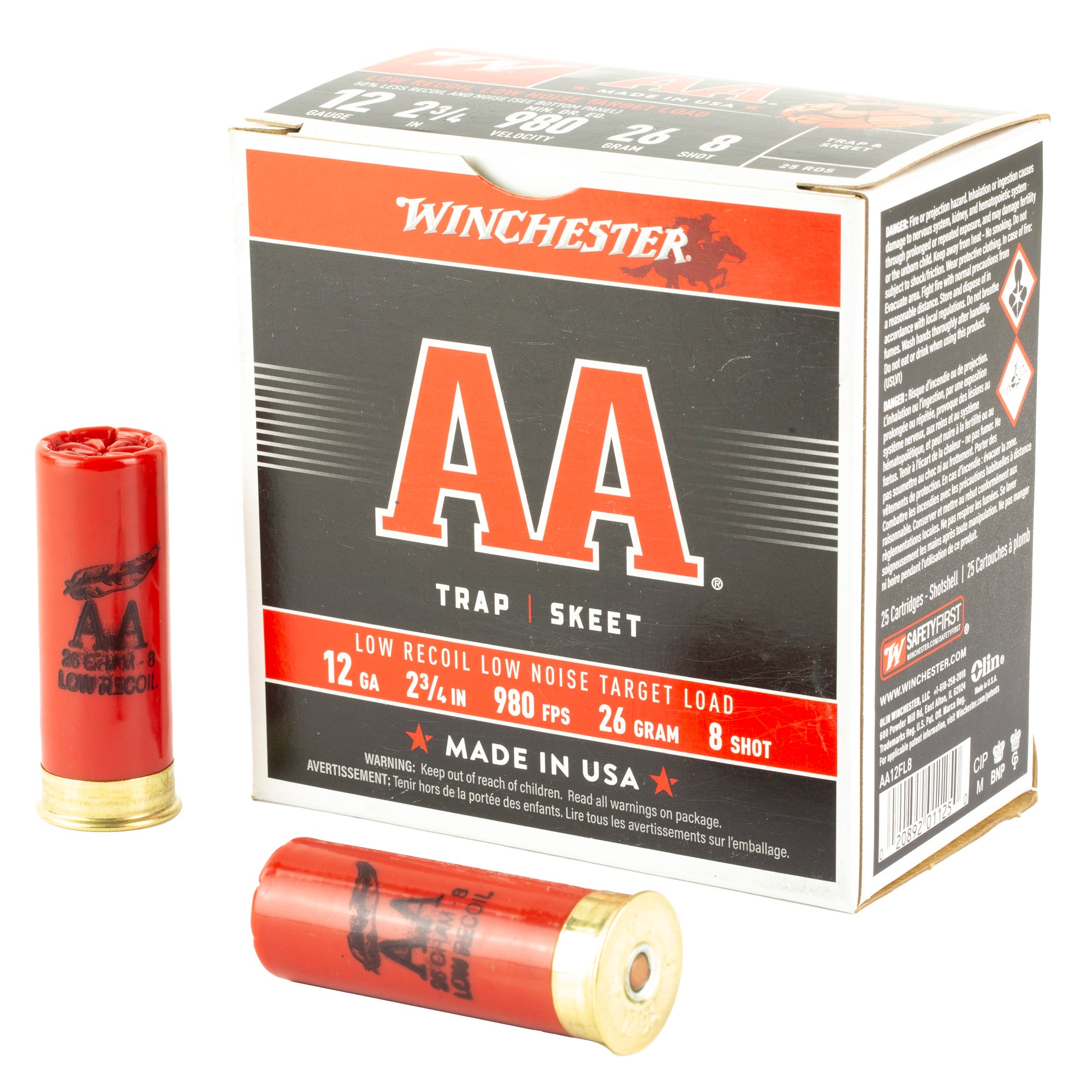 Winchester AA 26 Gram Low Recoil 12 Gauge 2.75 in / 2.75 in #8 7/8 oz