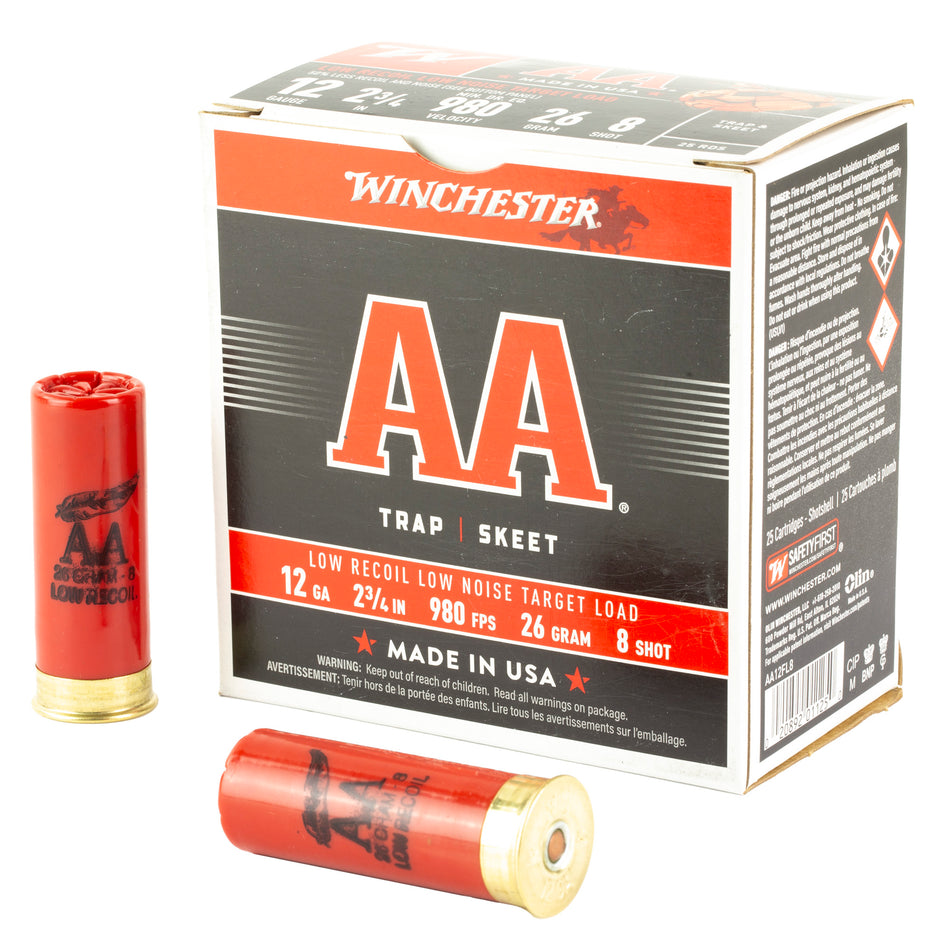Winchester AA 26 Gram Low Recoil 12 Gauge 2.75 in / 2.75 in #8 7/8 oz