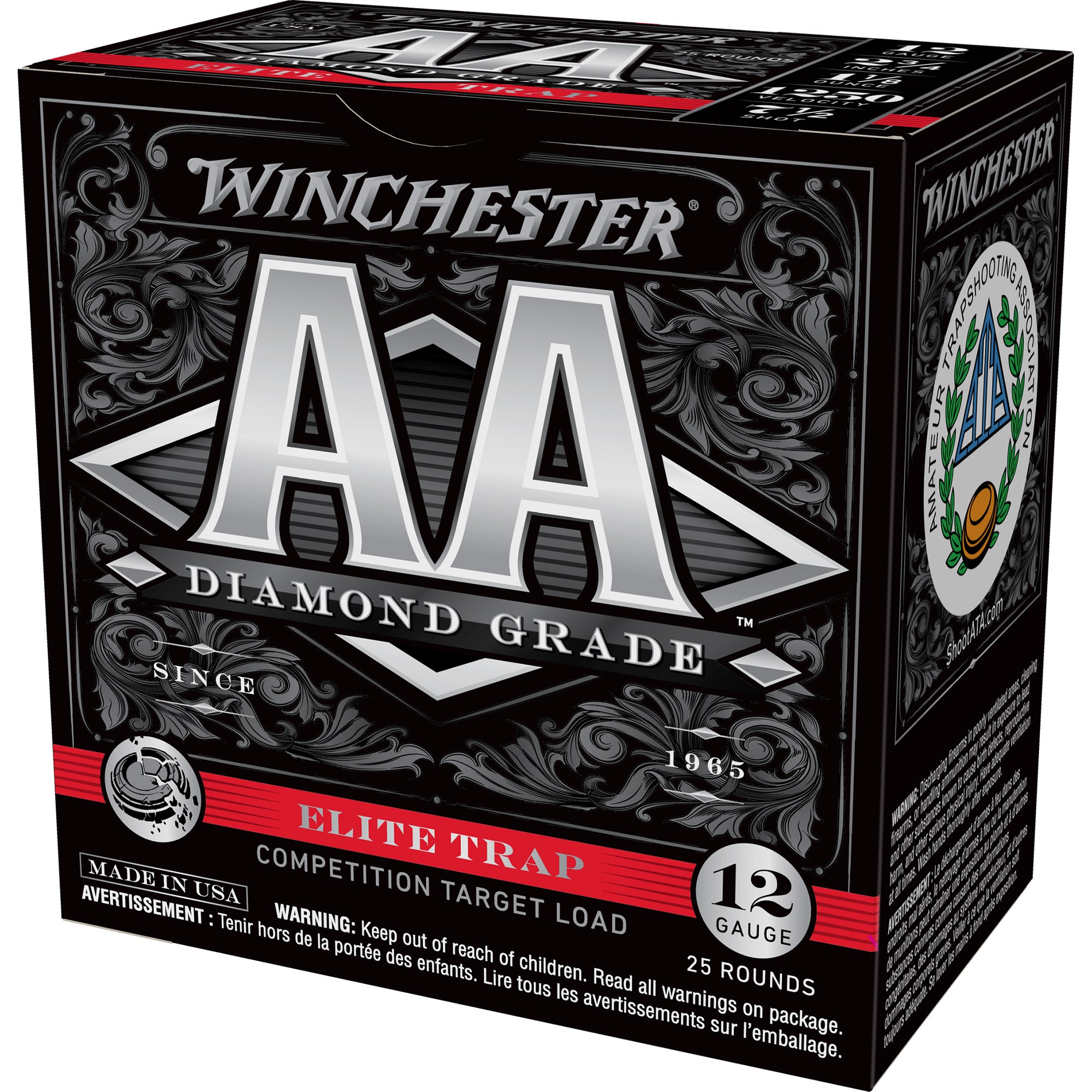 Winchester AADGHA127 AA Diamond Grade Elite Trap 12 Gauge 2.75" 1-1/8oz 7.5 Shot 1250 fps