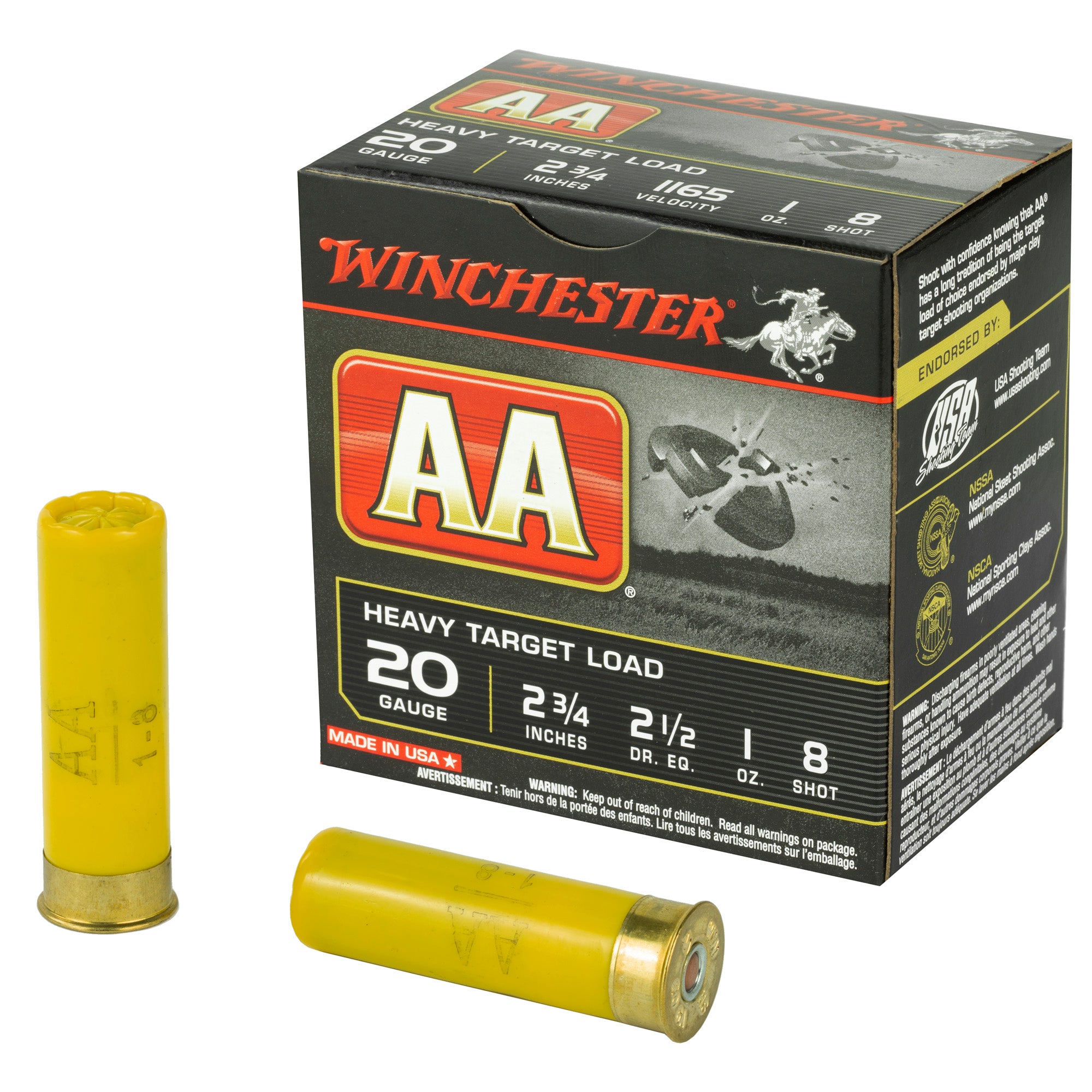 Winchester AA Heavy Target Load 20 Gauge (20 ga.) 2.75 in. 1 oz. 8 Shot 25 rd.