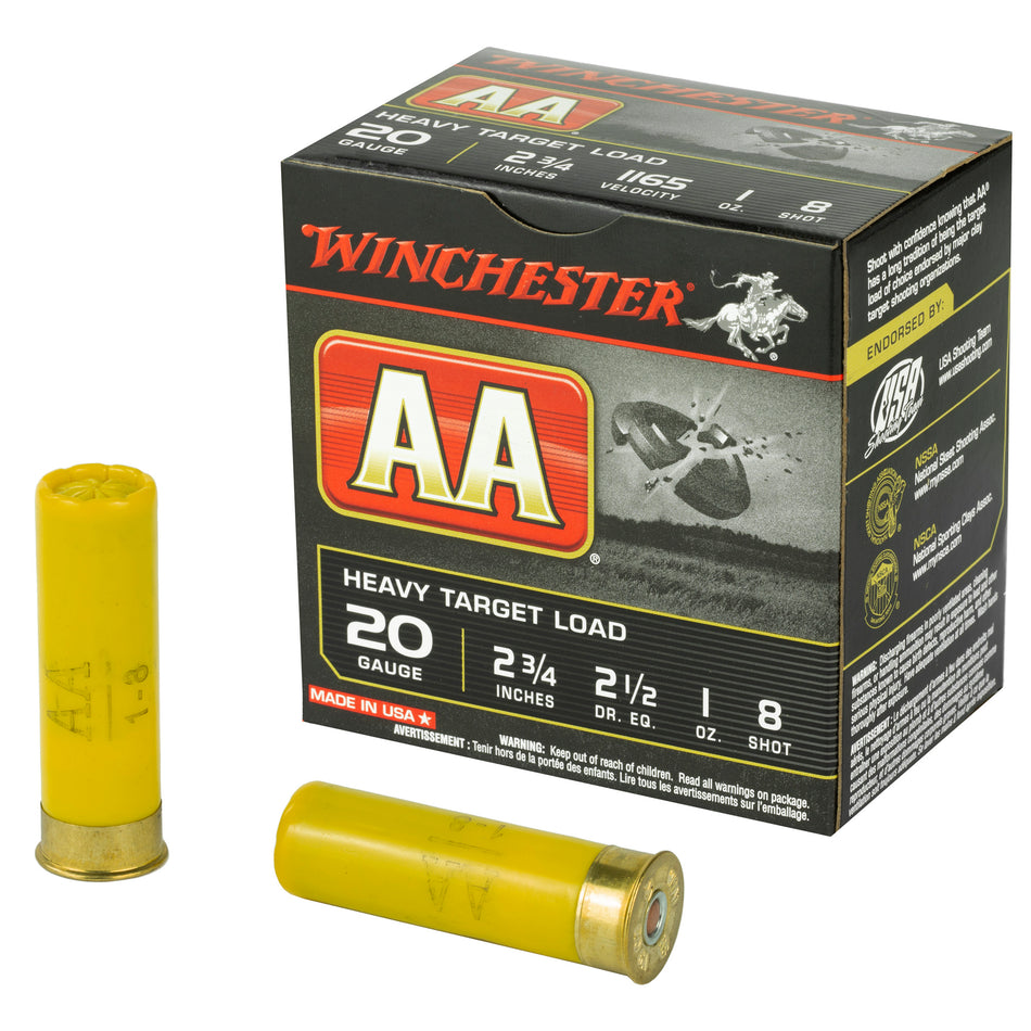 Winchester AA Heavy Target Load 20 Gauge (20 ga.) 2.75 in. 1 oz. 8 Shot 25 rd.
