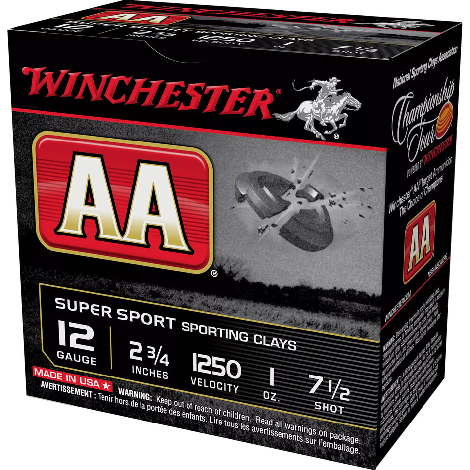 Winchester AASC12507 AA Super Sport Sporting Clay 12 Gauge 2.75" 1oz 7.5 Shot 1250 fps