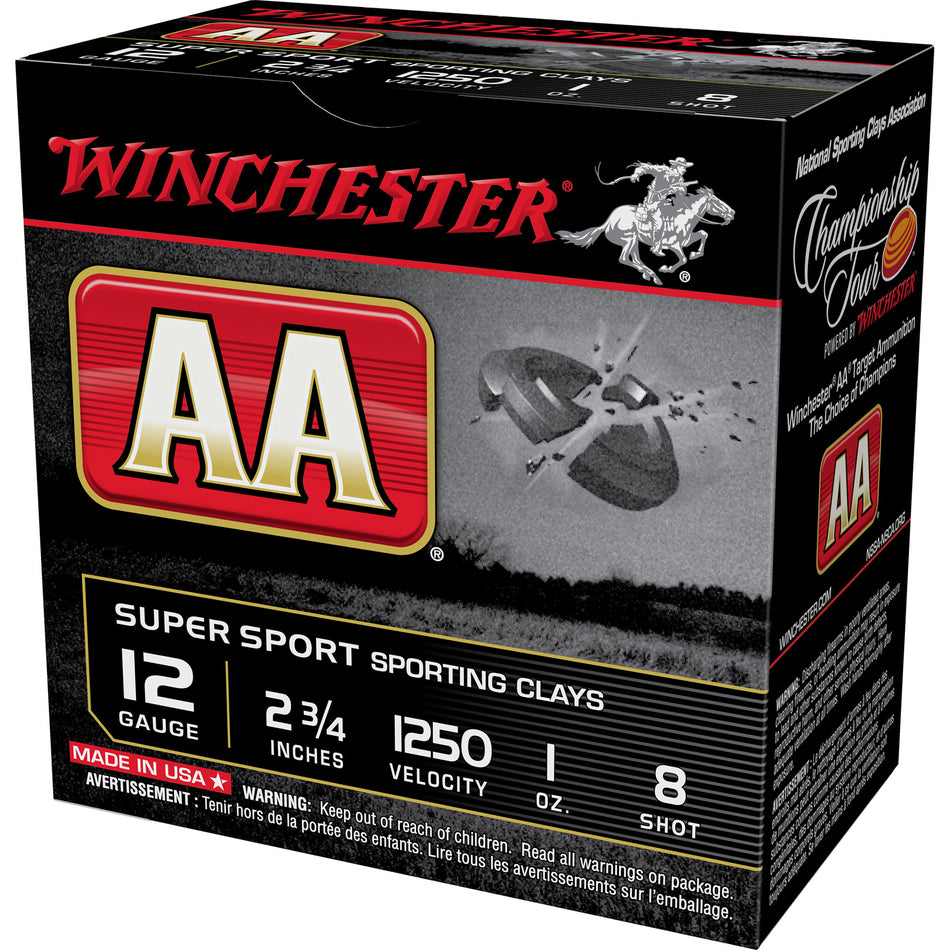 Winchester AASC12508 AA Sporting Clay 12 Gauge 2.75" 1oz 8 Shot 1250 fps