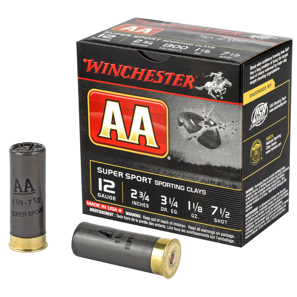 Winchester AA Supersport Sporting Clay 12 Gauge 2.75 in / 2.75 in #7.5 1-1/8 oz