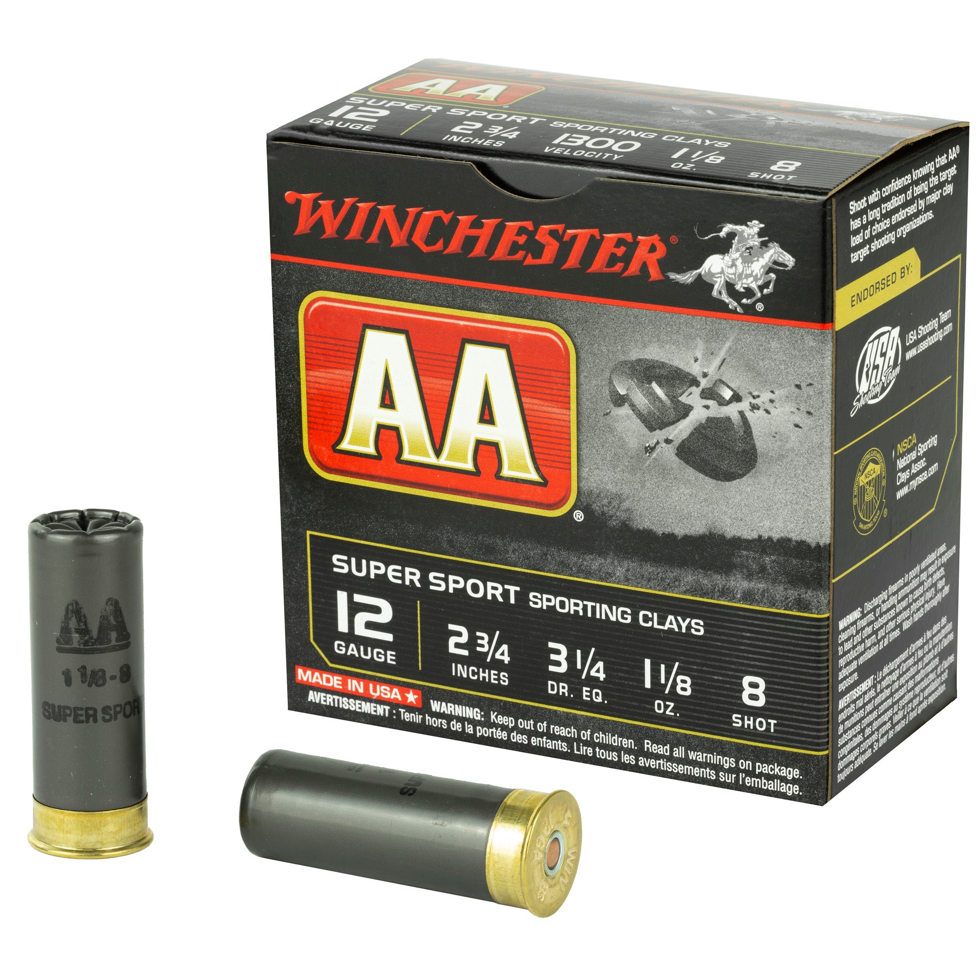 Winchester AA Supersport Sporting Clay 12 Gauge 2.75 in / 2.75 in #8 1-1/8 oz