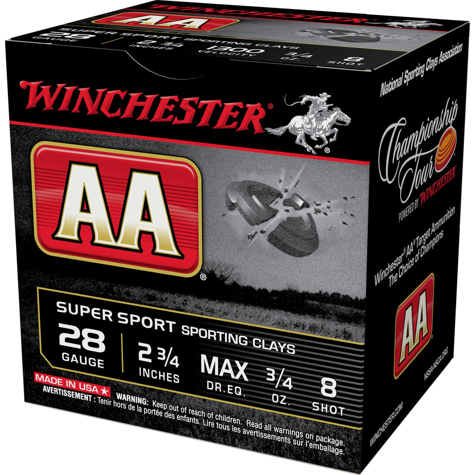 Winchester AASC288 AA Sporting Clay 28 Gauge 2.75" 3/4oz 8 Shot 1300 fps