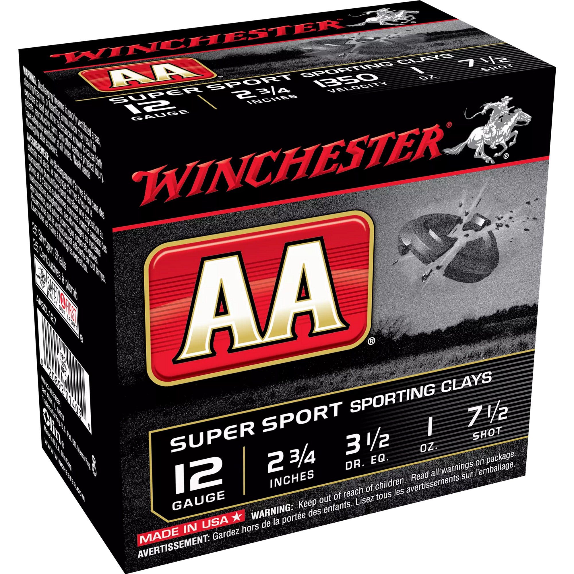 Winchester AA Supersport Sporting Clay 12 Gauge 2.75 in / 2.75 in #7.5 1 oz