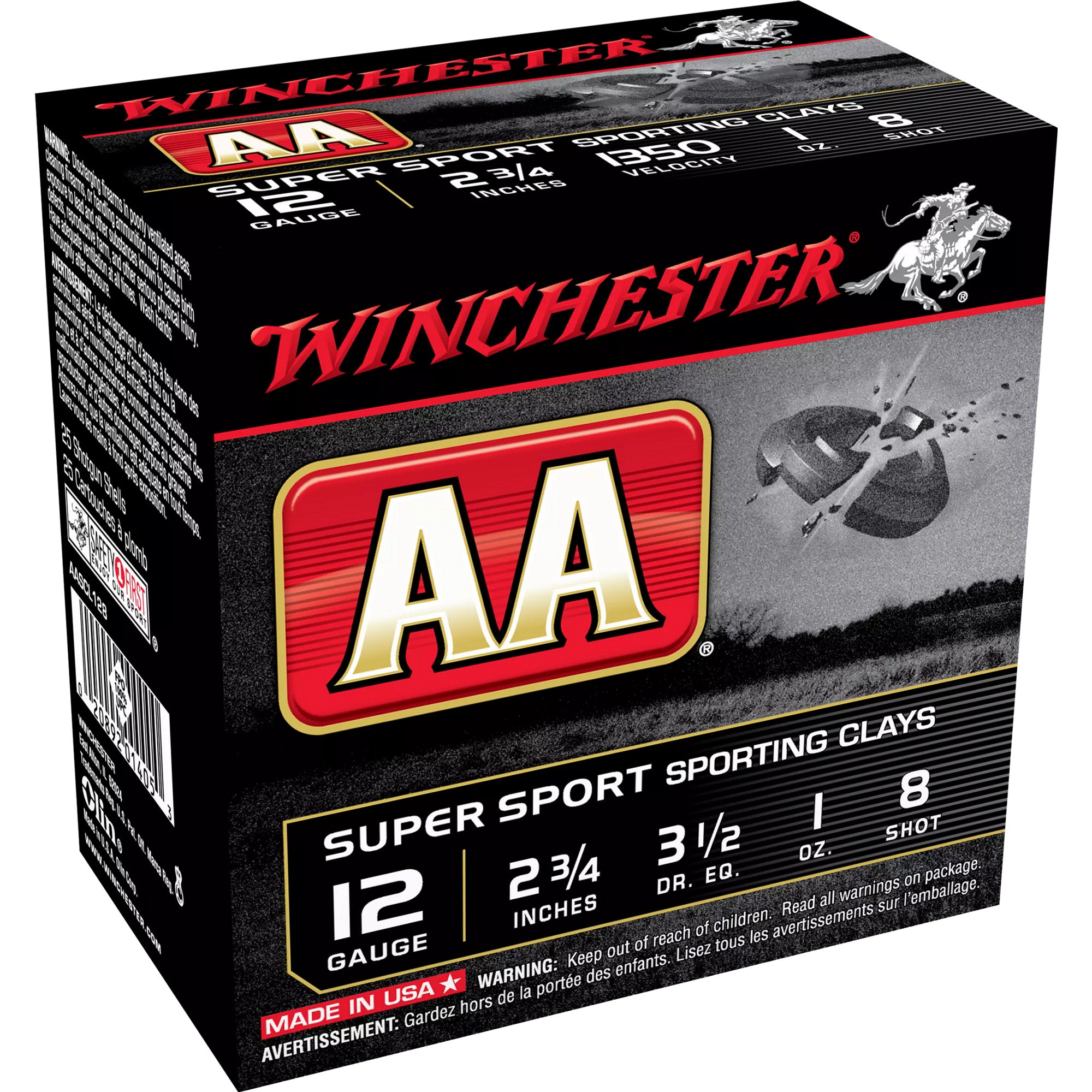 Winchester AA Supersport Sporting Clay 12 Gauge 2.75 in / 2.75 in #8 1 oz