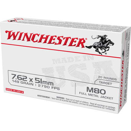 Winchester WM80 M80 M80 Full Metal Jacket Lead Core  149 Grain .308 Win / 7.62x51mm