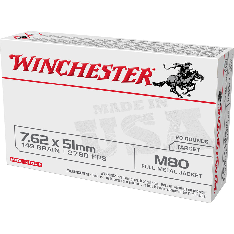 Winchester WM80 M80 M80 Full Metal Jacket Lead Core  149 Grain .308 Win / 7.62x51mm
