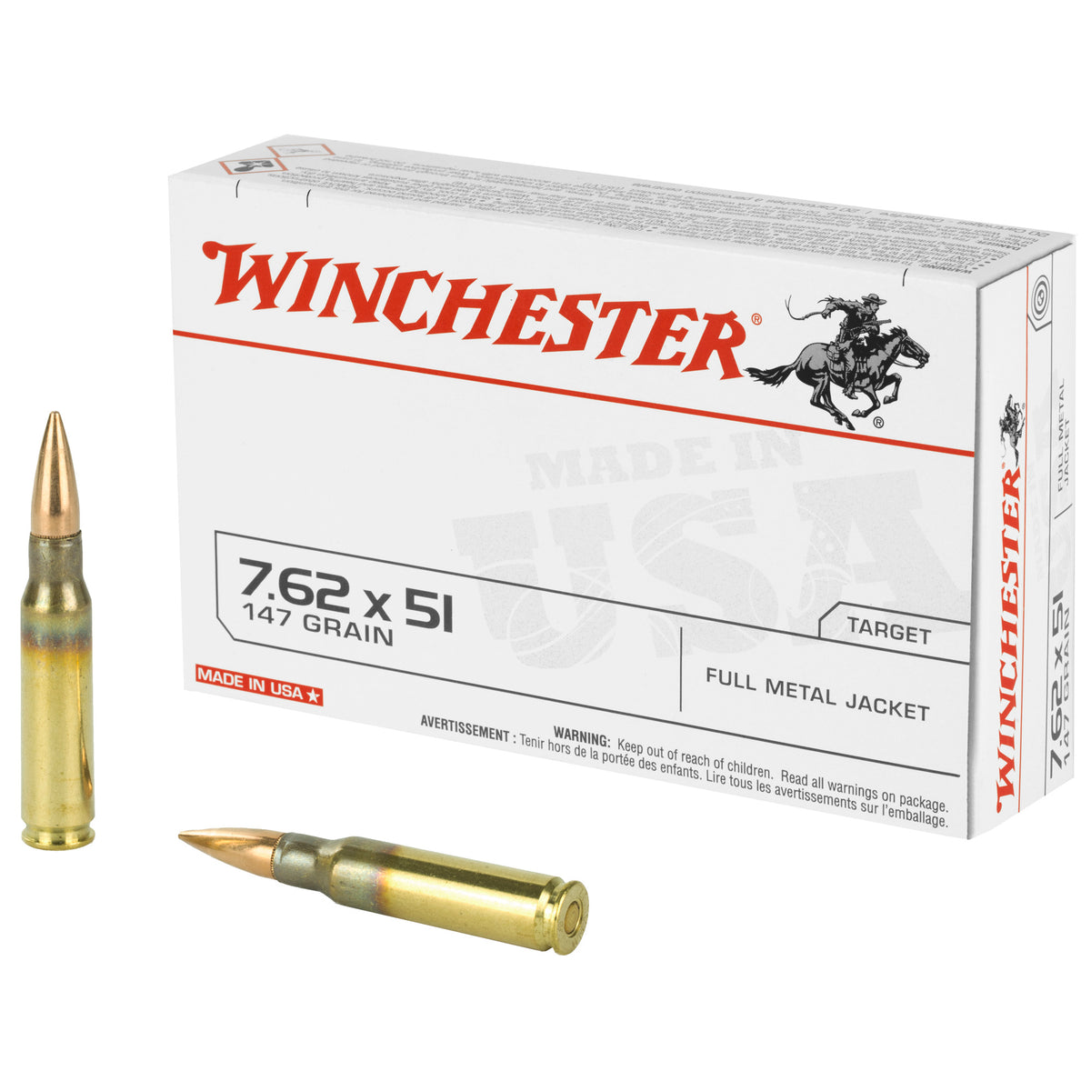 Winchester USA .308 Win / 7.62x51mm 147 gr FMJ ammo