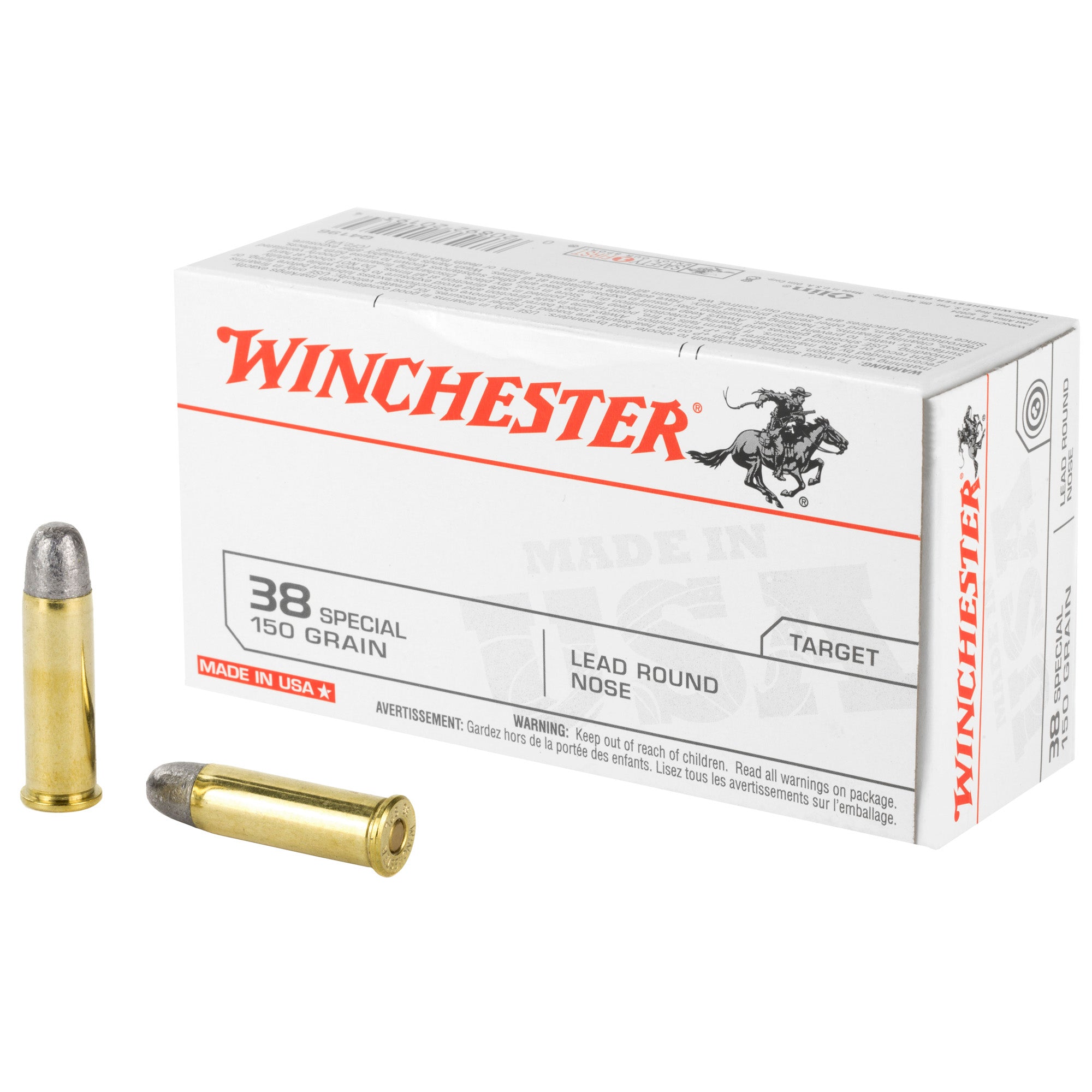 Winchester Q4196 USA Lead Round Nose LRN 150 Grain .38 Special