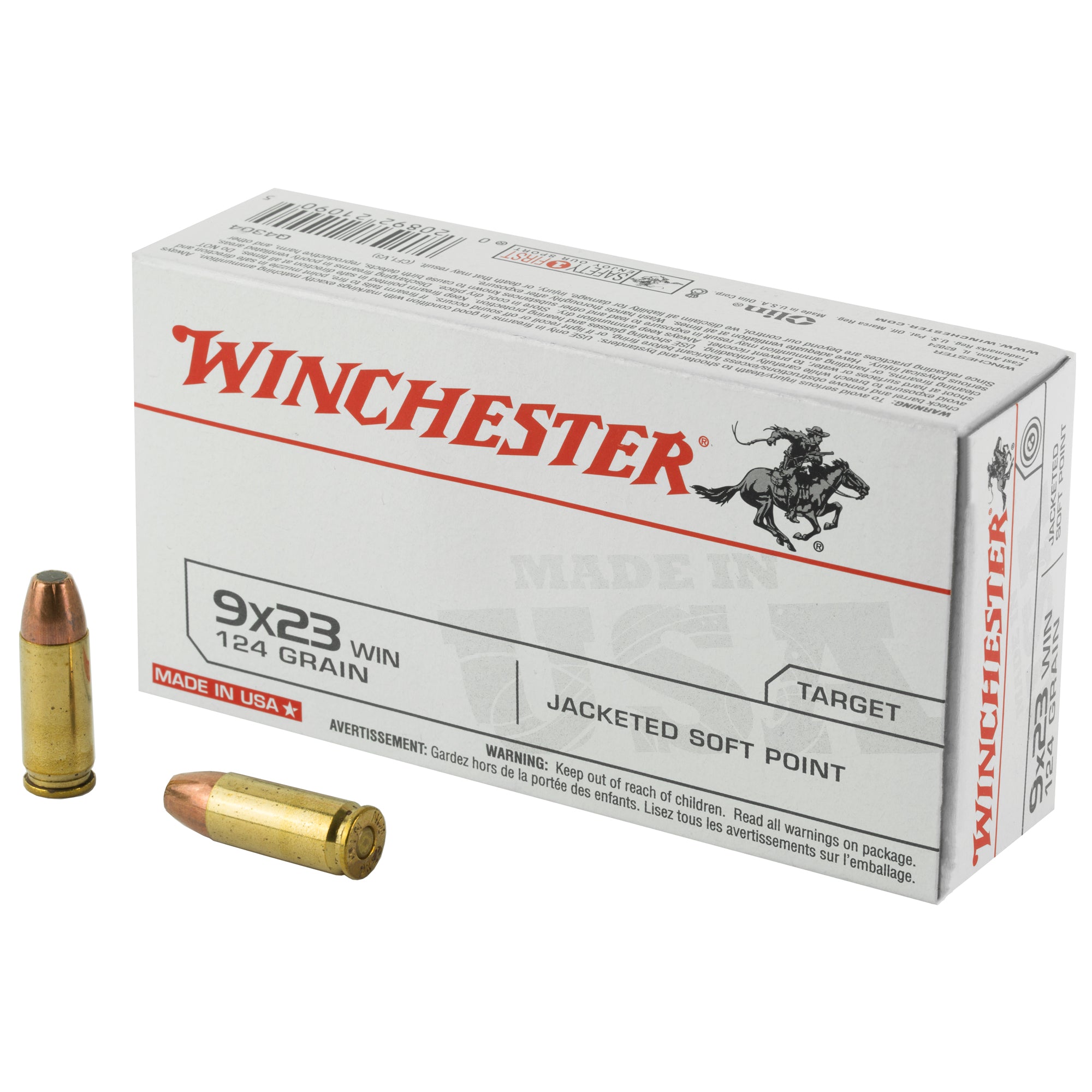 Winchester USA 9x23mm Winchester 124 gr JSP ammo