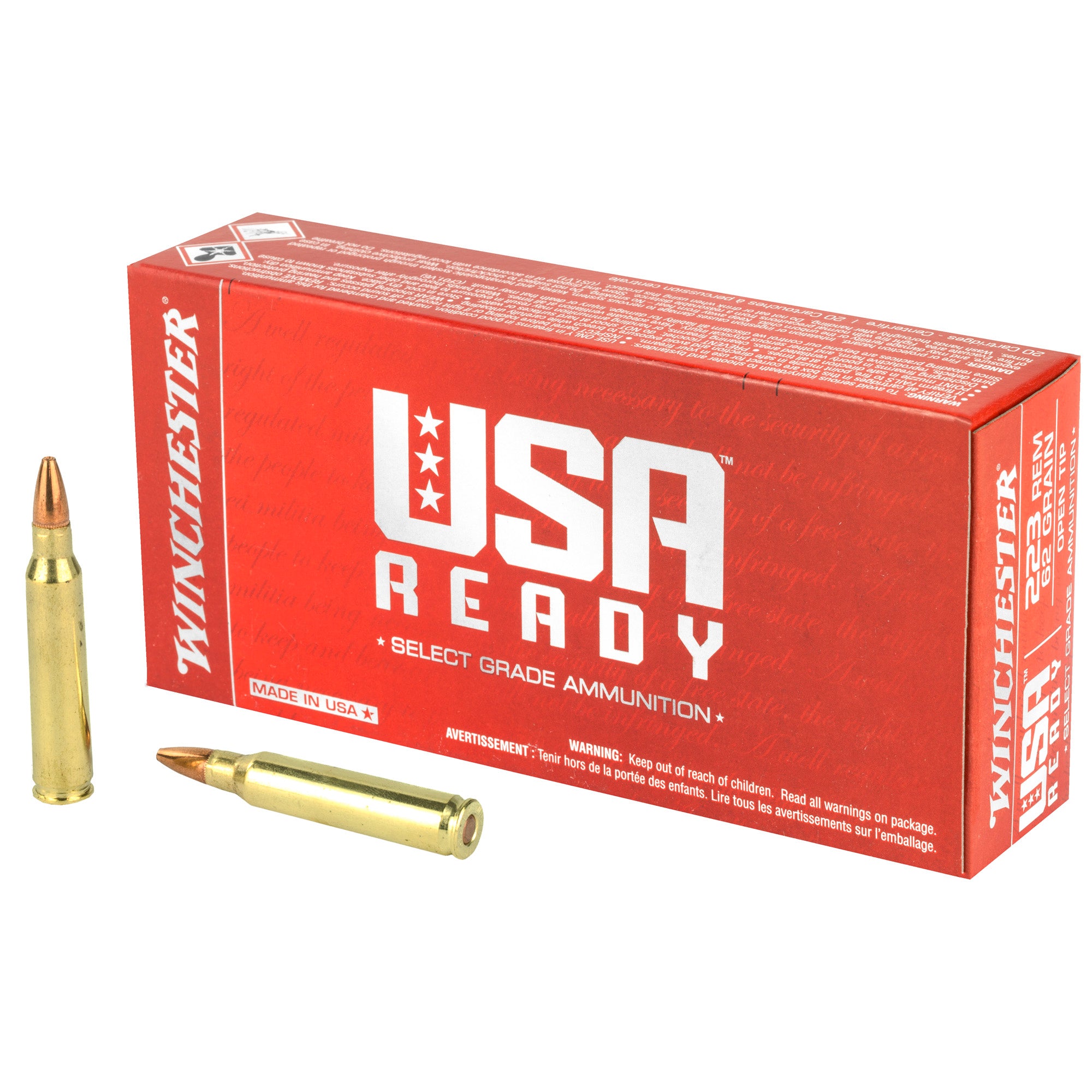 Winchester RED223 USA Ready Ready Open Tip Range  62 Grain .223 Remington