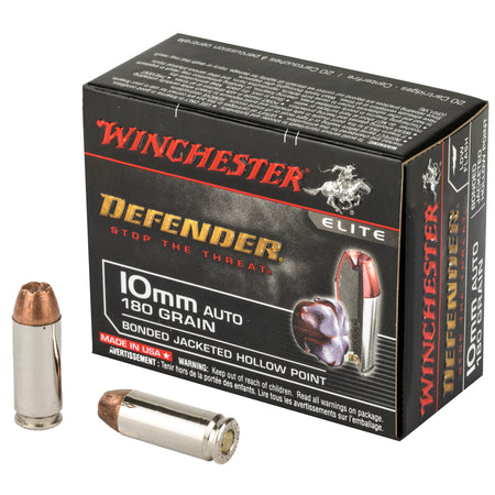 Winchester Defender 10mm Auto 180gr Bonded JHP Ammo