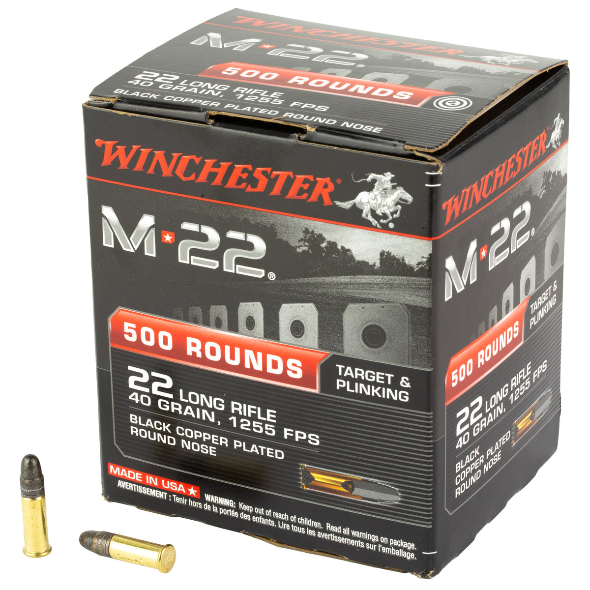 Winchester S22LRT M-22 Copper Plated Round Nose  40 Grain .22 Long Rifle