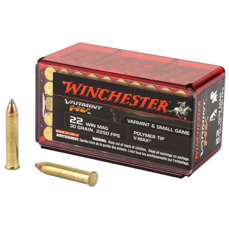 Winchester .22 Mag Rimfire Varmint HV 30gr V-Max Ammo