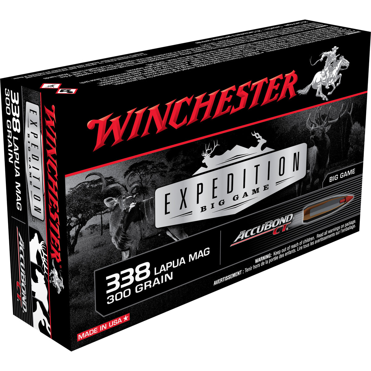 Winchester S338LCT Expedition Big Game AccuBond CT Polymer Tip  300 Grain .338 Lapua Magnum