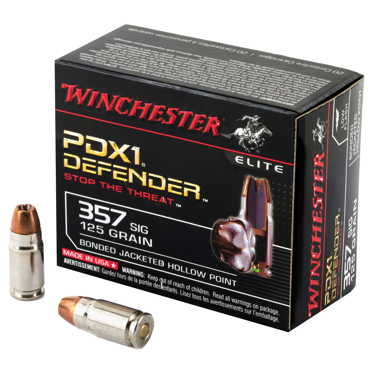 Winchester PDX1 Defender Elite .357 Sig 125 gr BHP ammo