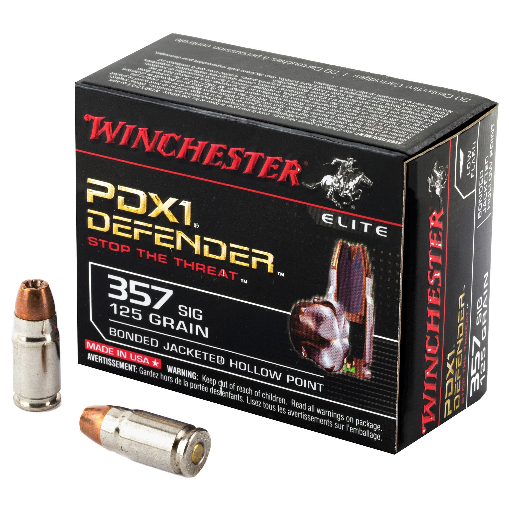 Winchester PDX1 Defender Elite .357 Sig 125 gr BHP ammo